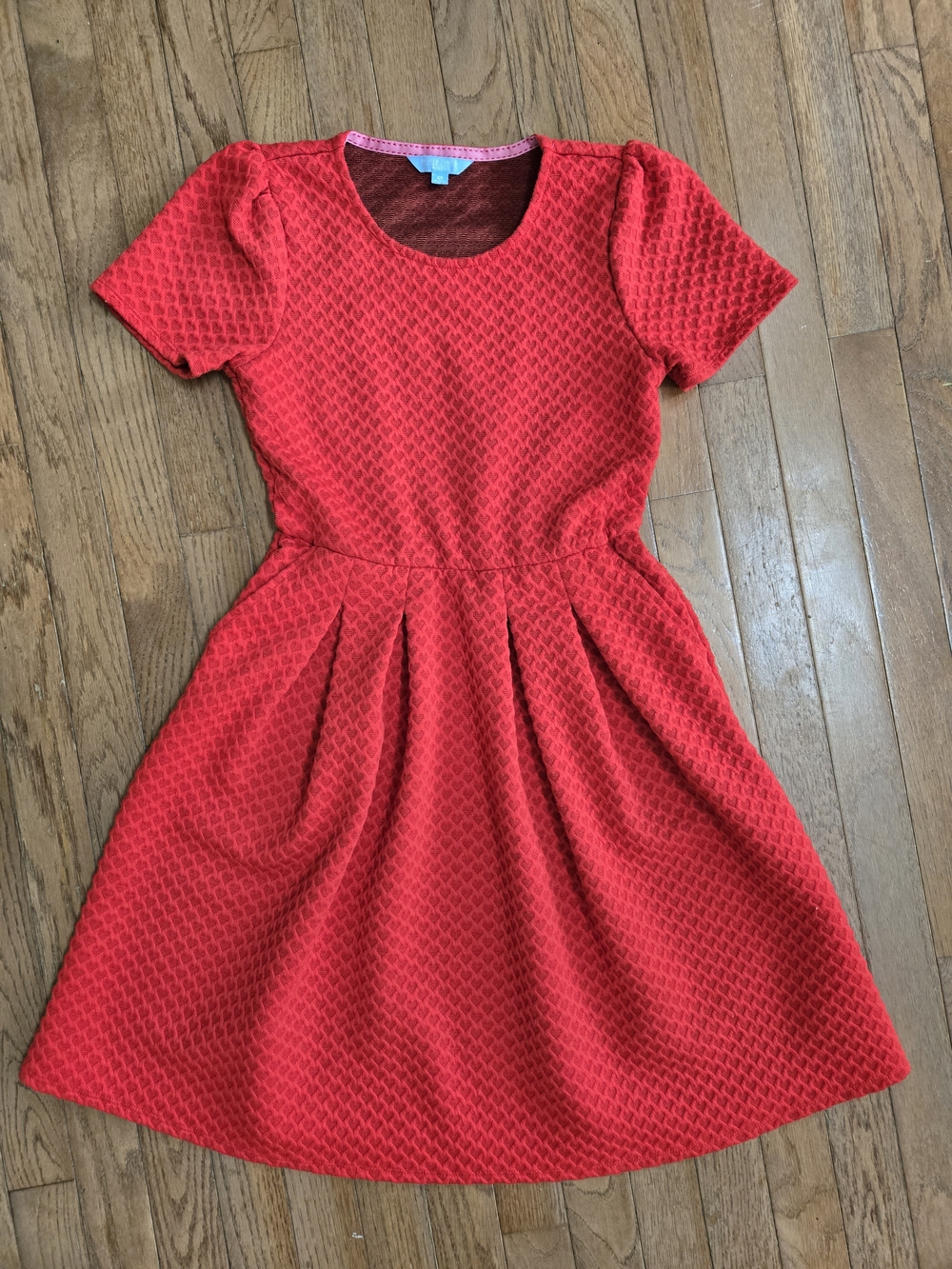 Draper James Red Textured Fit-and-Flare Dress